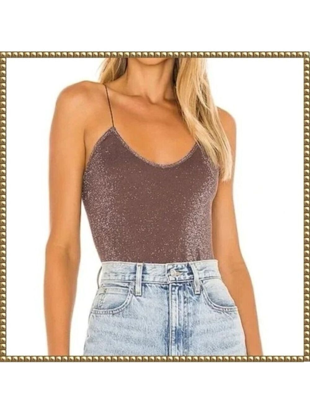 Free People Silver Sparkle Brami Crop Top XS S